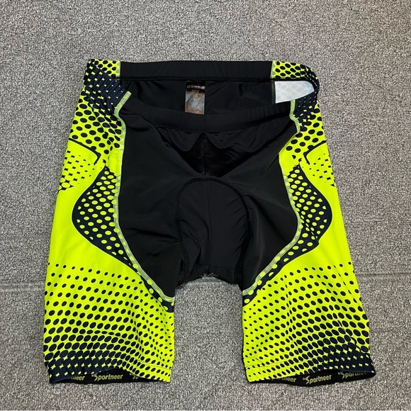 Sportneer Padded Cycling Biking Shorts Mens Size XL Black Yellow MTB - Picture 1 of 10